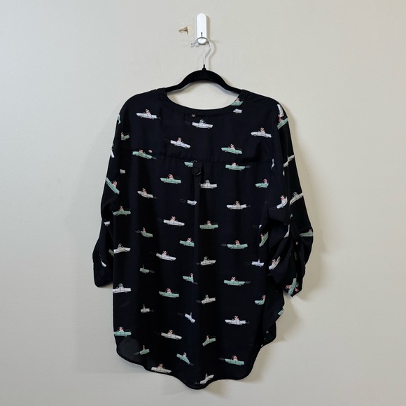 Torrid black frenchies Harper georgette novelty pullover 3/4 sleeve blouse - Picture 5 of 7